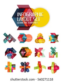 Fondo abstracto, plantillas de opciones de infografía geométrica. Presentación de negocios o diseño de folletos de datos en color vectorial con texto de ejemplo