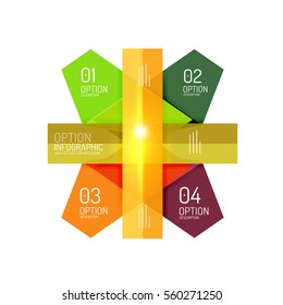 Fondo abstracto, plantillas de opciones de infografía geométrica. Presentación de negocios o diseño de folletos de datos en color vectorial con texto de ejemplo