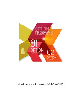 Abstract background, geometric infographic option templates. Vector colorful business presentation or data brochure layouts with sample text