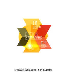Abstract background, geometric infographic option templates. Vector colorful business presentation or data brochure layouts with sample text