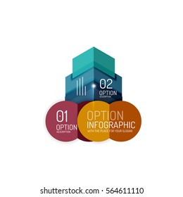Fondo abstracto, plantillas de opciones de infografía geométrica. Presentación de negocios o diseño de folletos de datos en color vectorial con texto de ejemplo