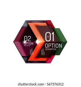Fondo abstracto, plantillas de opciones de infografía geométrica. Presentación de negocios o diseño de folletos de datos en color vectorial con texto de ejemplo