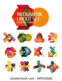 Fondo abstracto, plantillas de opciones de infografía geométrica. Presentación de negocios o diseño de folletos de datos en color vectorial con texto de ejemplo