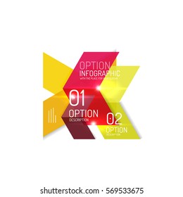 Abstract background, geometric infographic option templates. Vector colorful business presentation or data brochure layouts with sample text