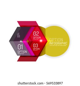 Fondo abstracto, plantillas de opciones de infografía geométrica. Presentación de negocios o diseño de folletos de datos en color vectorial con texto de ejemplo