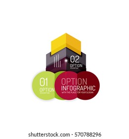 Fondo abstracto, plantillas de opciones de infografía geométrica. Presentación de negocios o diseño de folletos de datos en color vectorial con texto de ejemplo
