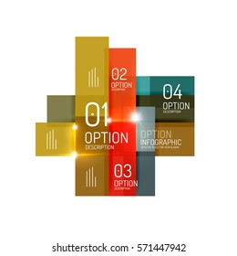 Abstrakter Hintergrund, geometrische Infografik-Optionsvorlagen. Vektorfarbige Geschäftspräsentation oder Datenbroschüren mit Beispieltext