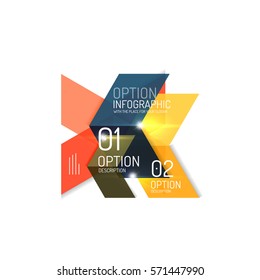Abstract background, geometric infographic option templates. Vector colorful business presentation or data brochure layouts with sample text
