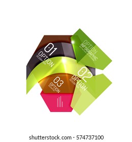 Abstract background, geometric infographic option templates. Vector colorful business presentation or data brochure layouts with sample text