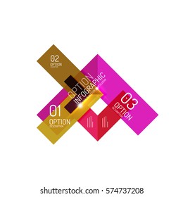 Abstract background, geometric infographic option templates. Vector colorful business presentation or data brochure layouts with sample text