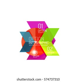 Abstract background, geometric infographic option templates. Vector colorful business presentation or data brochure layouts with sample text