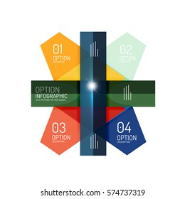 Abstract background, geometric infographic option templates. Vector colorful business presentation or data brochure layouts with sample text