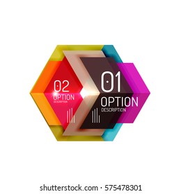Abstract background, geometric infographic option templates. Vector colorful business presentation or data brochure layouts with sample text