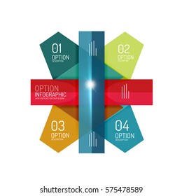 Abstract background, geometric infographic option templates. Vector colorful business presentation or data brochure layouts with sample text