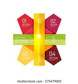 Abstract background, geometric infographic option templates. Vector colorful business presentation or data brochure layouts with sample text