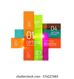 Abstract background, geometric infographic option templates. Vector colorful business presentation or data brochure layouts with sample text