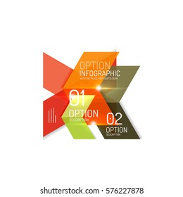 Abstract background, geometric infographic option templates. Vector colorful business presentation or data brochure layouts with sample text