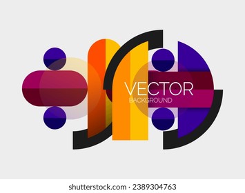 Abstract background, geometric minimal round shapes and circles composition