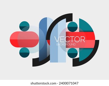 Abstract background, geometric minimal round shapes and circles composition