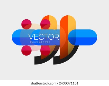 Abstract background, geometric minimal round shapes and circles composition