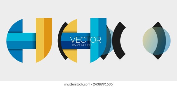 Abstract background, geometric minimal round shapes and circles composition