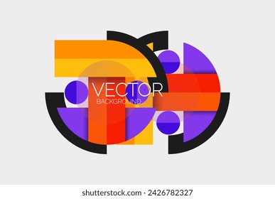 Abstract background, geometric minimal round shapes and circles composition
