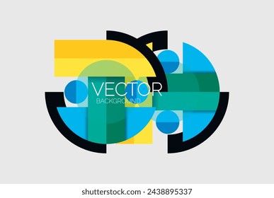 Abstract background, geometric minimal round shapes and circles composition