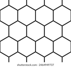 Abstract background with geometric mosaic shapes. Simple hexagon pattern with bold cells. Large hexagons. Seamless tileable vector illustration.