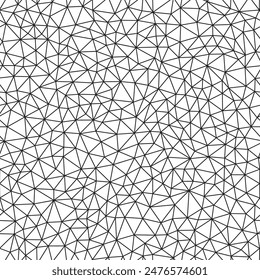 Abstract background with geometric mosaic shapes. Tiny triangles size. Regular lines weight. Repeatable pattern. Seamless tileable vector illustration.