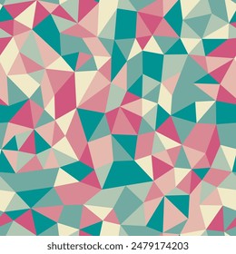 Abstract background with geometric mosaic shapes. Small triangles in a repeatable pattern. Creative vector tiles with a cool earthy tone spectrum. Seamless vector illustration.