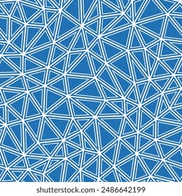Fondo Abstractas con Formas de mosaico geométrico. Tamaño compacto de triángulos. Formas sólidas en marcos. Estilo de color sólido. Patrón repetible. Azulejos de Vector creativo. Armonía Azul Gris.