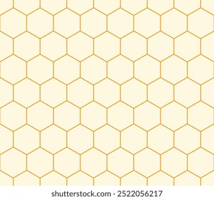 Abstract background with geometric mosaic shapes. Orange color on matching background. Simple hexagon grid. Hexagonal cells. Seamless pattern. Tileable vector illustration.