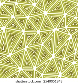 Abstract background with geometric mosaic shapes. Multiple repeated inner triangles. Large triangles size. Single color tone style. Seamless pattern. Creative vector tiles.