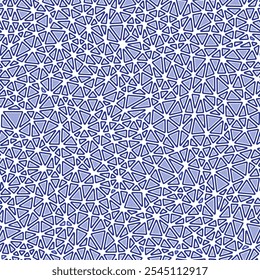 Abstract background with geometric mosaic shapes. Rounded solid shapes in frames. Small triangles size. One tone colored style. Repeatable pattern. Creative vector tiles. Seamless vector illustration.