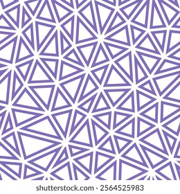 Abstract background with geometric mosaic shapes. Medium triangles size. Solid Color style. Geometric shapes outlined. Repeatable pattern. Soft Lavender Tones. Classy vector tiles.