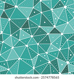 Abstract background with geometric mosaic shapes. Medium triangles size. Multiple repeated inner triangles. Mono tone style. Repeatable pattern. Classy vector tiles. Seamless vector illustration.