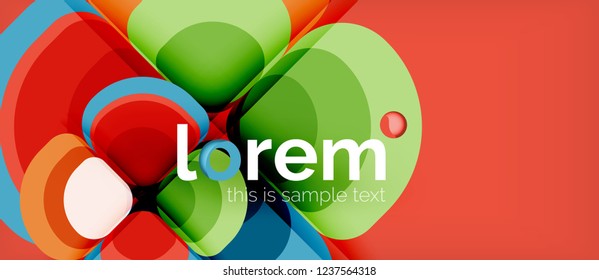 Fondo abstracto - composición geométrica de formas redondeadas multicolores. Plantilla de diseño abstracto de moda para presentación de negocios o tecnología o portada de folletos web, fondo de pantalla. Ilustración del vector
