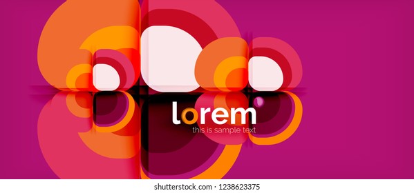 Fondo abstracto - composición geométrica de formas redondeadas multicolores. Plantilla de diseño abstracto de moda para presentación de negocios o tecnología o portada de folletos web, fondo de pantalla. Ilustración del vector