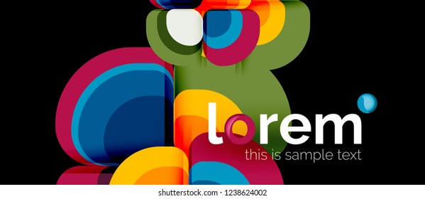 Fondo abstracto - composición geométrica de formas redondeadas multicolores. Plantilla de diseño abstracto de moda para presentación de negocios o tecnología o portada de folletos web, fondo de pantalla. Ilustración del vector