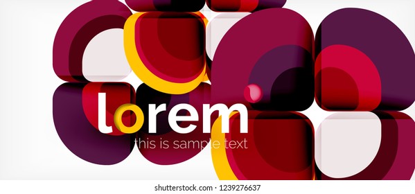 Fondo abstracto - composición geométrica de formas redondeadas multicolores. Plantilla de diseño abstracto de moda para presentación de negocios o tecnología o portada de folletos web, fondo de pantalla. Ilustración del vector