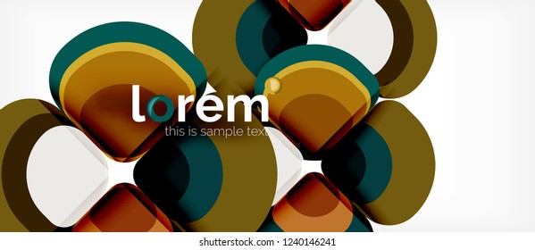Fondo abstracto - composición geométrica de formas redondeadas multicolores. Plantilla de diseño abstracto de moda para presentación de negocios o tecnología o portada de folletos web, fondo de pantalla. Ilustración del vector