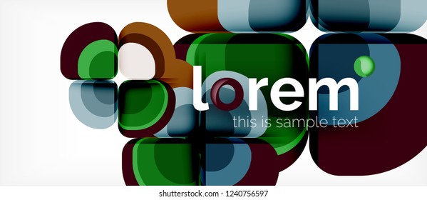 Fondo abstracto - composición geométrica de formas redondeadas multicolores. Plantilla de diseño abstracto de moda para presentación de negocios o tecnología o portada de folletos web, fondo de pantalla. Ilustración del vector