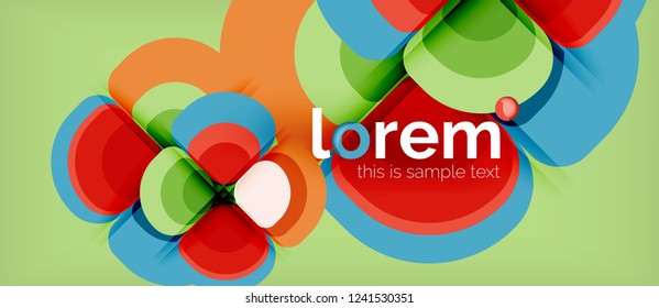 Fondo abstracto - composición geométrica de formas redondeadas multicolores. Plantilla de diseño abstracto de moda para presentación de negocios o tecnología o portada de folletos web, fondo de pantalla. Ilustración del vector