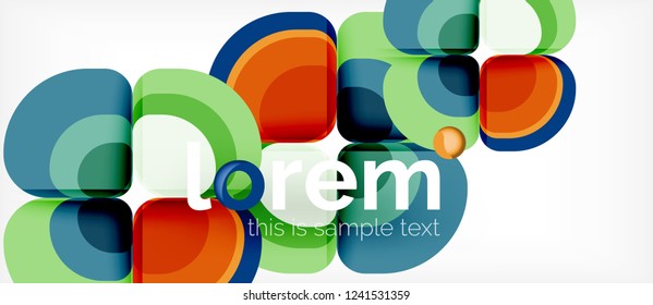 Fundo abstrato - composição geométrica de formas redondas multicoloridas. Modelo de layout abstrato moderno para apresentação de negócios ou tecnologia ou capa de brochura da web, papel de parede. Ilustração vetorial