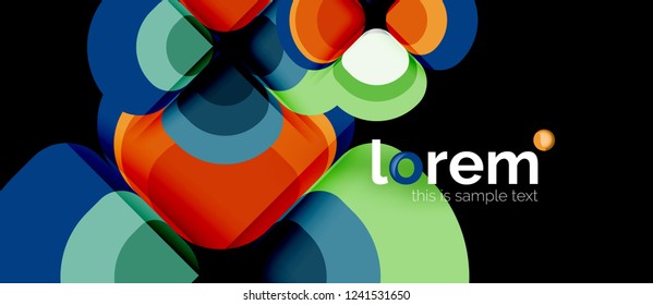 Fondo abstracto - composición geométrica de formas redondeadas multicolores. Plantilla de diseño abstracto de moda para presentación de negocios o tecnología o portada de folletos web, fondo de pantalla. Ilustración del vector