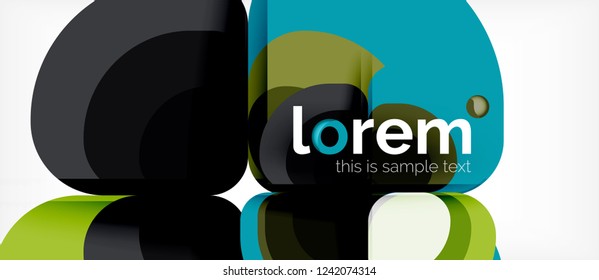 Abstrakter Hintergrund - Zusammensetzung der geometrischen mehrfarbigen Rundformen. Trendy abstrakte Layout-Vorlage für Geschäfts- oder Technologiepräsentation oder Web-Broschüre Titelbild, Bildschirmhintergrund. Vektorgrafik