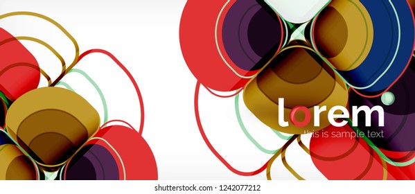 Fondo abstracto - composición geométrica de formas redondeadas multicolores. Plantilla de diseño abstracto de moda para presentación de negocios o tecnología o portada de folletos web, fondo de pantalla. Ilustración del vector