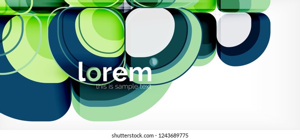 Fondo abstracto - composición geométrica de formas redondeadas multicolores. Plantilla de diseño abstracto de moda para presentación de negocios o tecnología o portada de folletos web, fondo de pantalla. Ilustración del vector