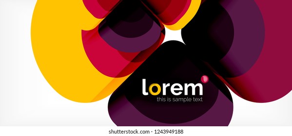Fondo abstracto - composición geométrica de formas redondeadas multicolores. Plantilla de diseño abstracto de moda para presentación de negocios o tecnología o portada de folletos web, fondo de pantalla. Ilustración del vector