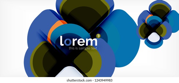 Fondo abstracto - composición geométrica de formas redondeadas multicolores. Plantilla de diseño abstracto de moda para presentación de negocios o tecnología o portada de folletos web, fondo de pantalla. Ilustración del vector